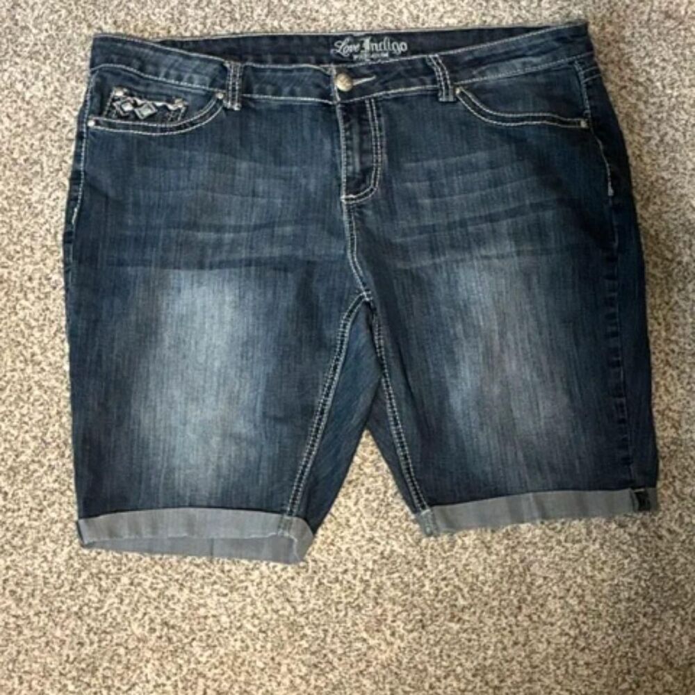 Indigo Women's Blue and Navy Shorts - Picture 2 of 2